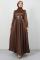 Önü Pileli Tesettür Abiye Kahve