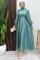 Saten Kemerli Elbise Mint