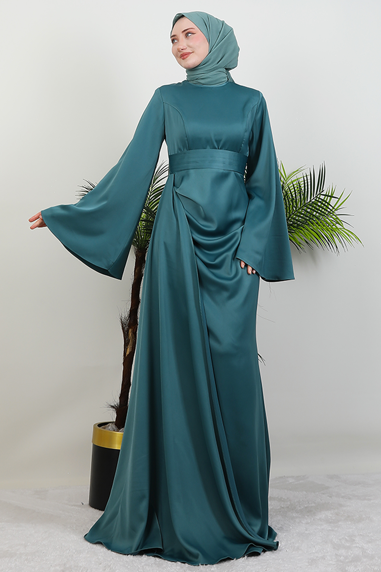 GİYZAMİLA - Yasemin Saten Abiye Mint